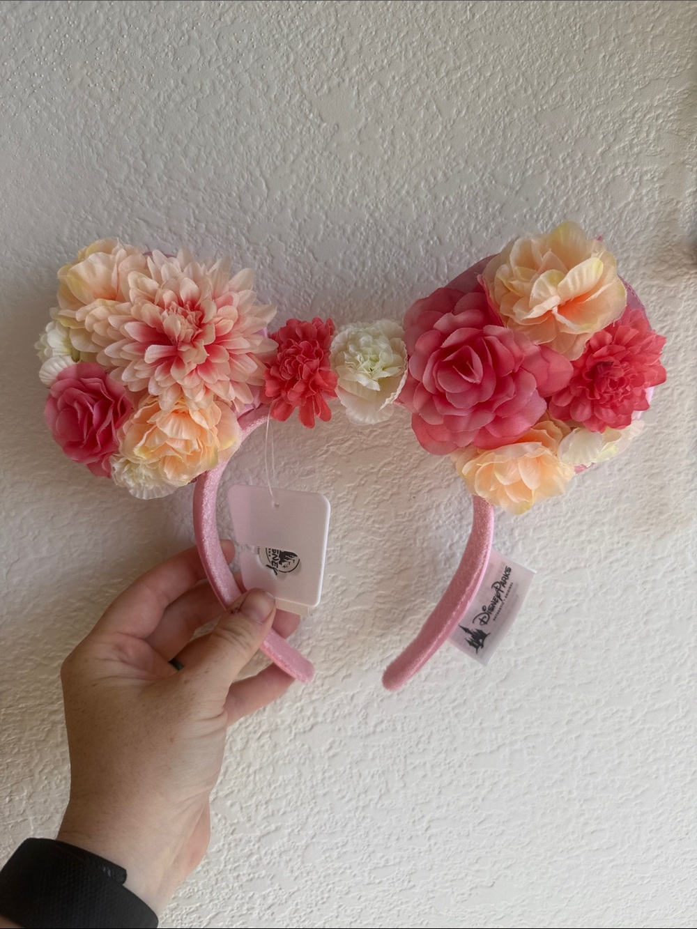 Disney flower and garden Pink Floral Minnie Ears Headband